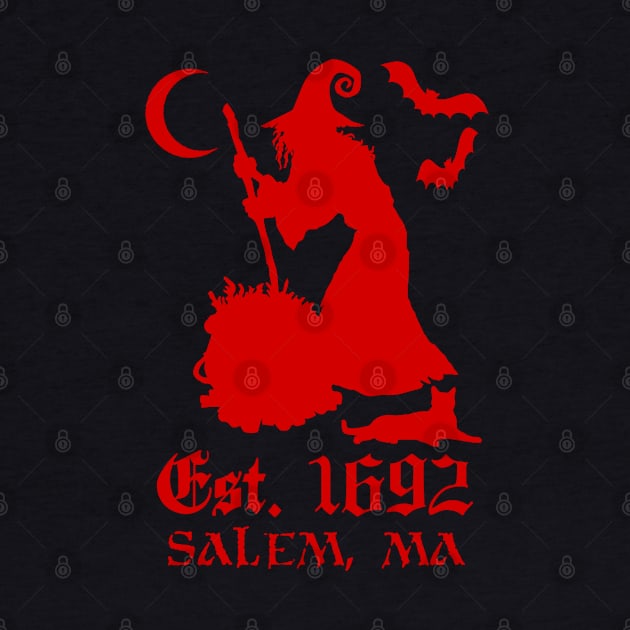 Salem Massachusetts Est. 1692 - Halloween Witch (RED) by Occult Designs